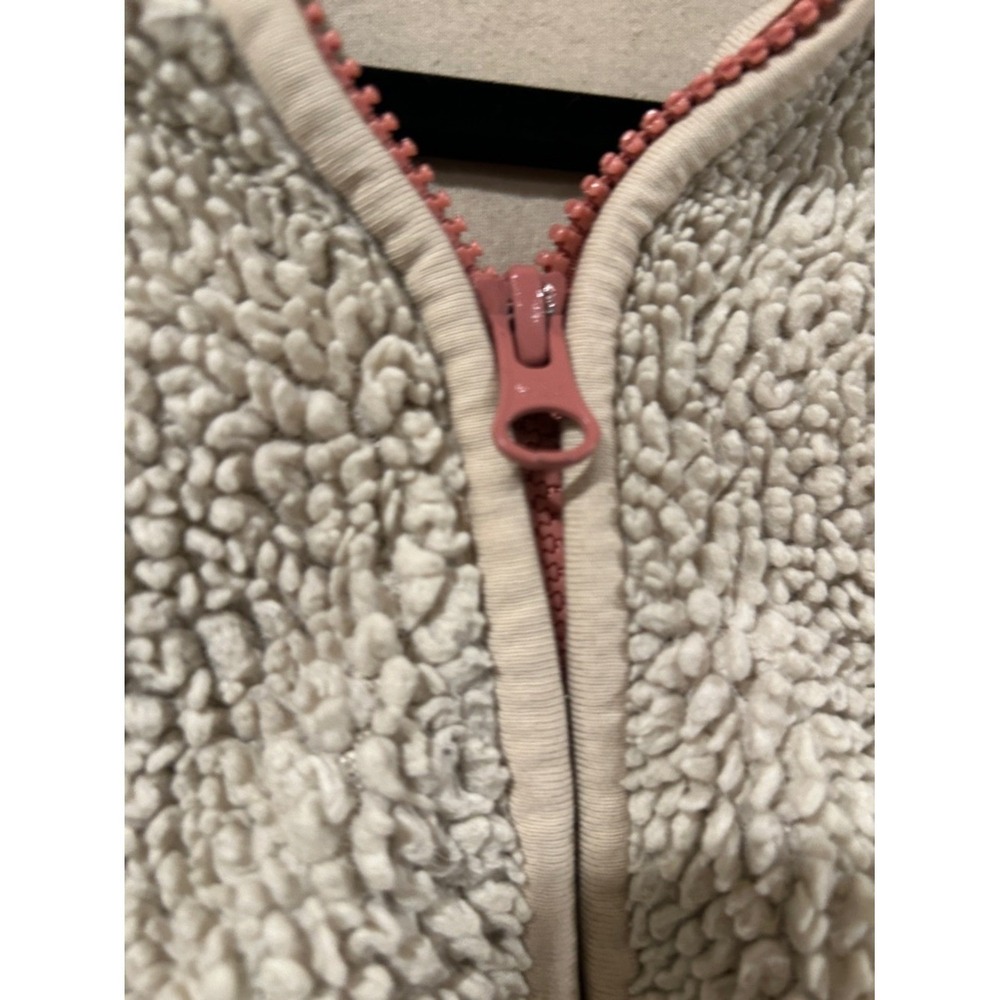 O'Neill Fleece Sherpa Half-Zip Pullover in Beige with Pink Trim Size Medium - Picture 4 of 8